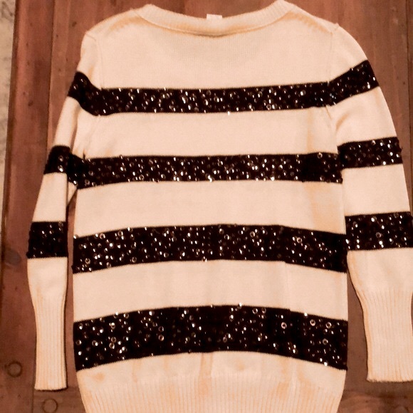 J.Crew Sequin Striped Sweater in Ivory/Black - Picture 3 of 5
